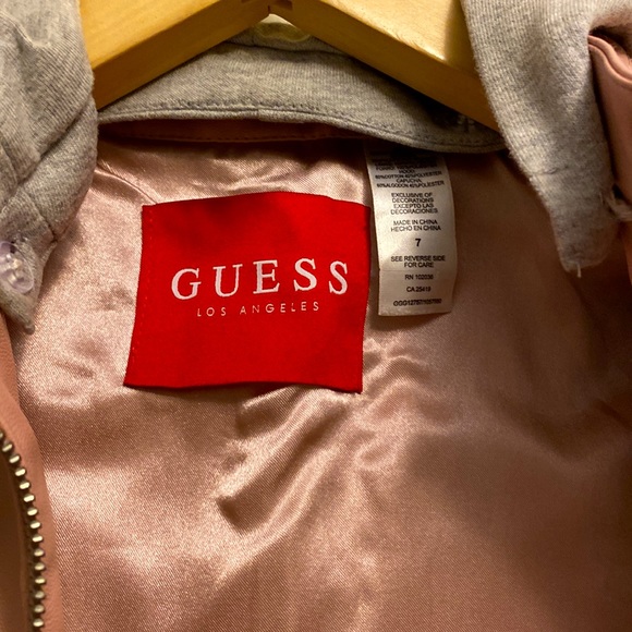 Girls guess pink moto faux-leather jacket size 7 - Picture 2 of 4